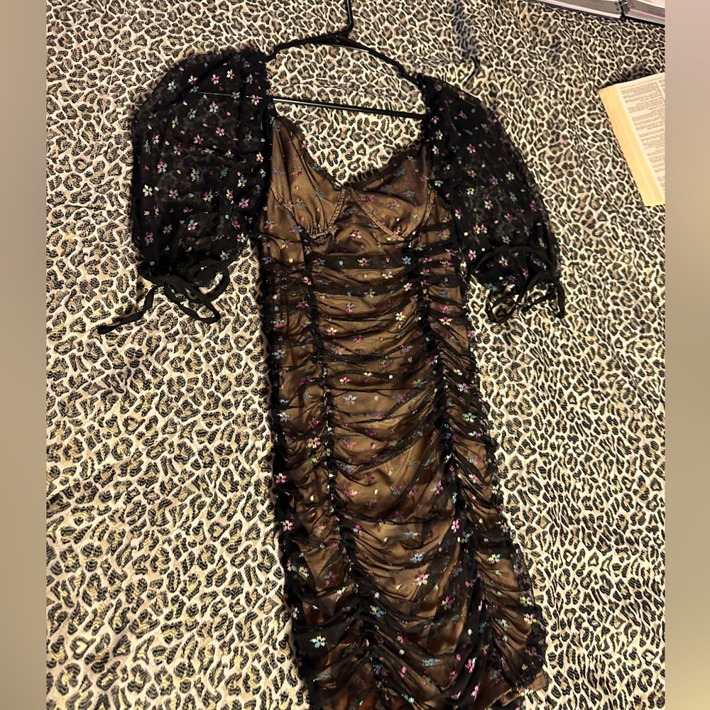 Mesh Nude Dress with flowers